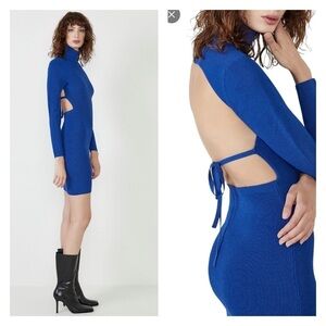 NWT BARDOT Elin Backless Knit Dress Blue Bird Size 6
